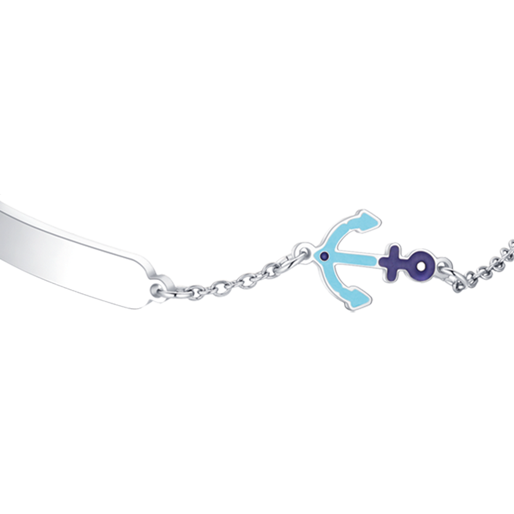 STEEL BABY BRACELET WITH BLUE ANCHOR