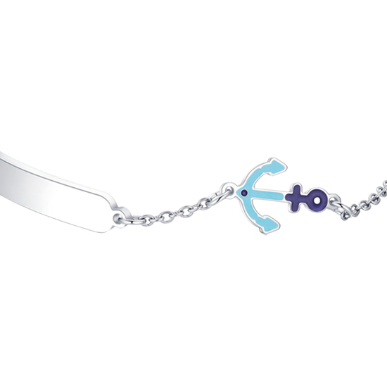 STEEL BABY BRACELET WITH BLUE ANCHOR