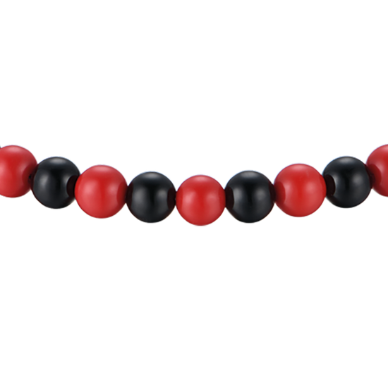 STEEL BABY BRACELET WITH RED AND BLACK STONES