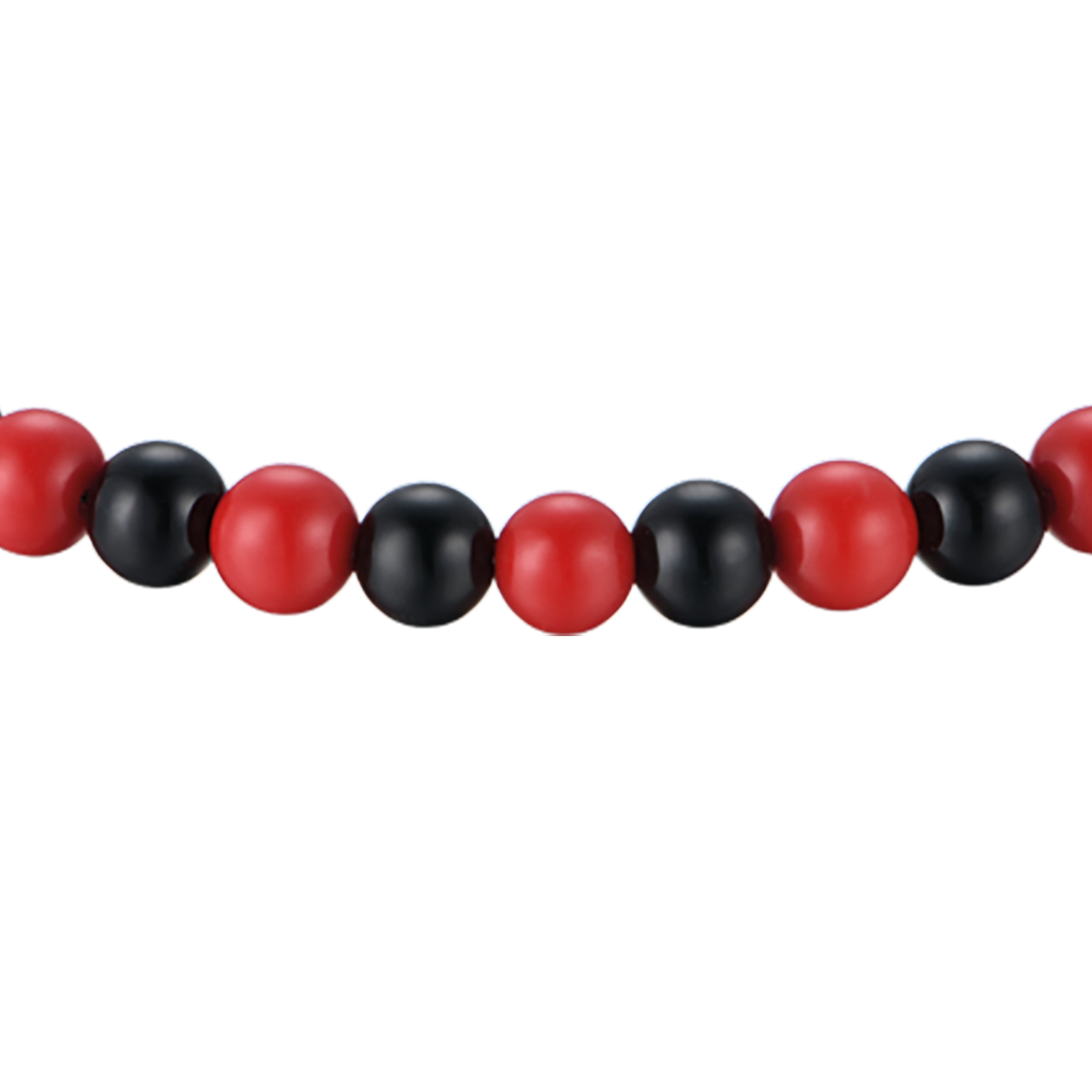 STEEL BABY BRACELET WITH RED AND BLACK STONES