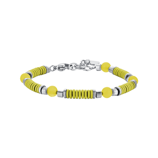 STEEL GIRL BRACELET WITH YELLOW STONES AND YELLOW ENAMEL ELEMENTS