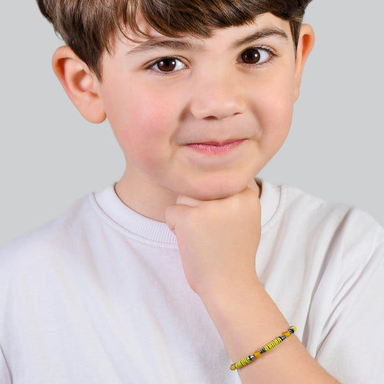 STEEL GIRL BRACELET WITH YELLOW STONES AND YELLOW ENAMEL ELEMENTS