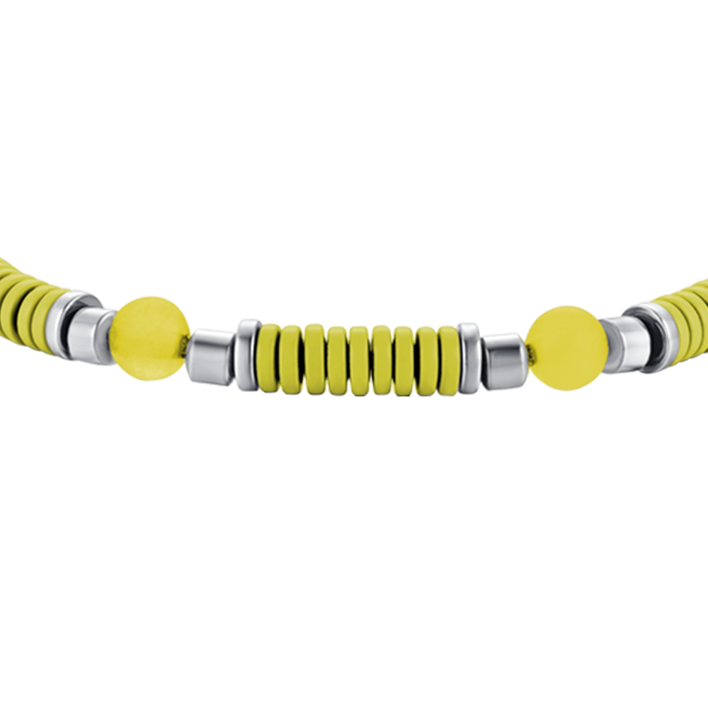 STEEL GIRL BRACELET WITH YELLOW STONES AND YELLOW ENAMEL ELEMENTS