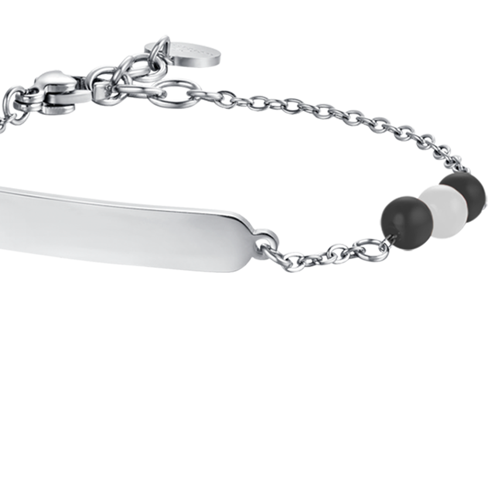 STEEL BABY BRACELET WITH BLACK AND WHITE STONES