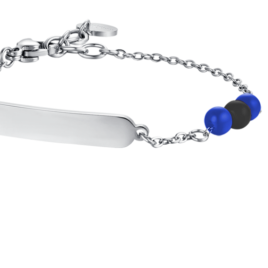 STEEL BABY BRACELET WITH BLUE AND BLACK STONES