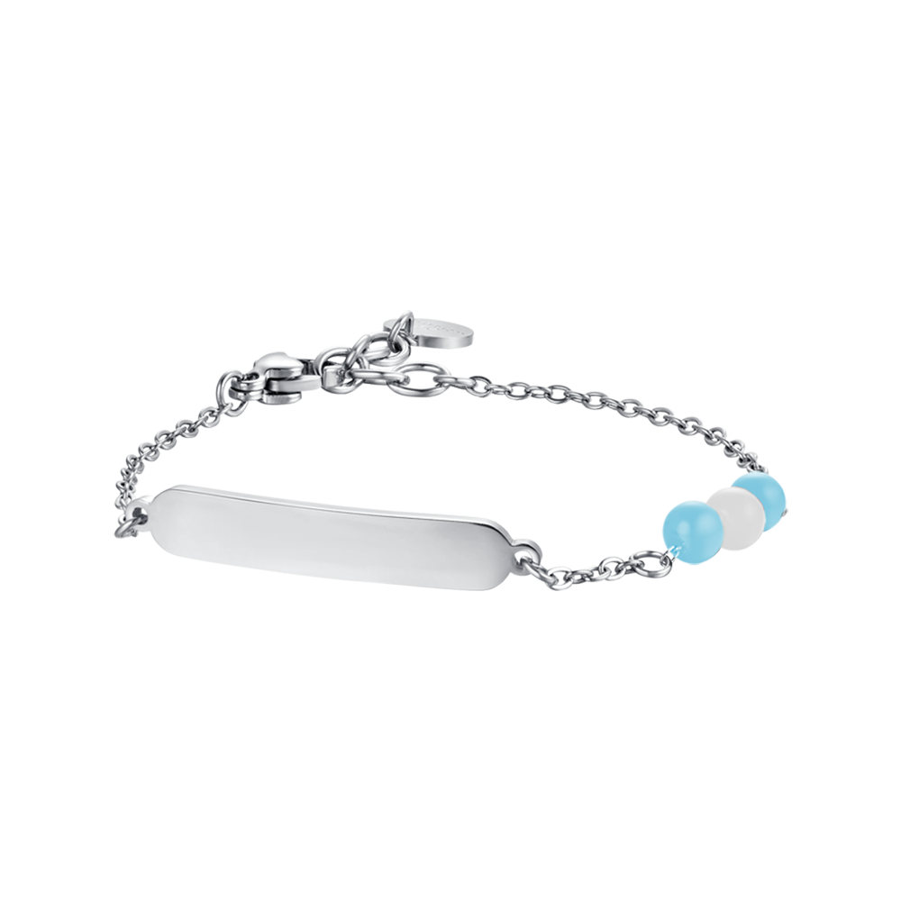 STEEL BABY BRACELET WITH BLUE AND WHITE STONES