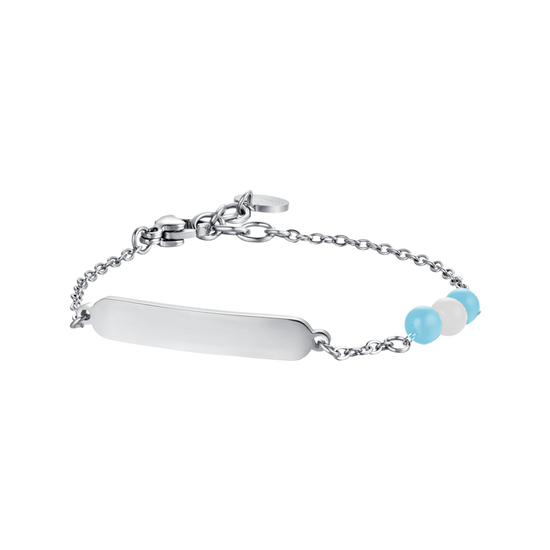 STEEL BABY BRACELET WITH BLUE AND WHITE STONES