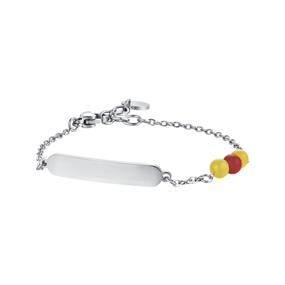 STEEL BABY BRACELET WITH YELLOW AND RED STONES