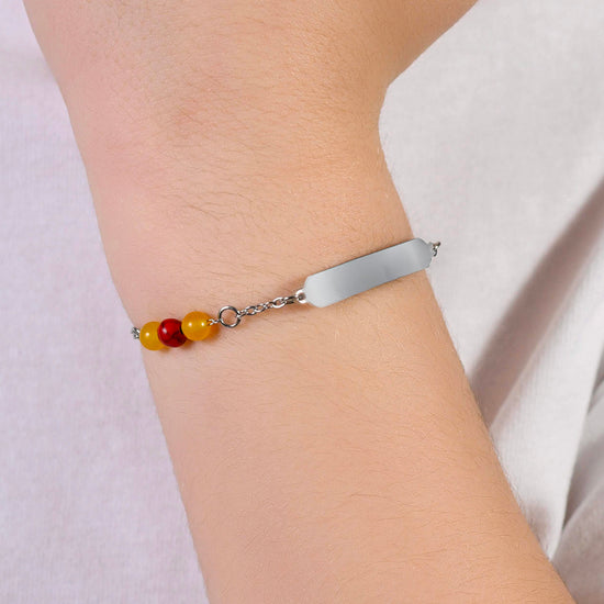 STEEL BABY BRACELET WITH YELLOW AND RED STONES