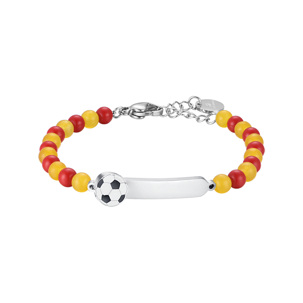 STEEL BABY BRACELET WITH RED AND YELLOW STONES