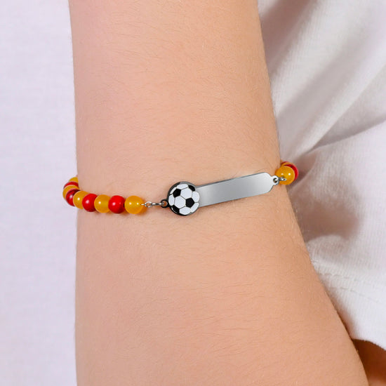 STEEL BABY BRACELET WITH RED AND YELLOW STONES