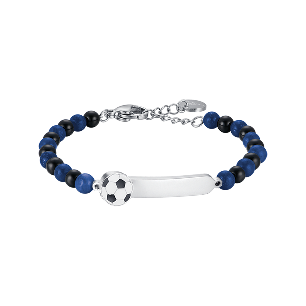 STEEL BABY BRACELET WITH BLUE AND BLACK STONES