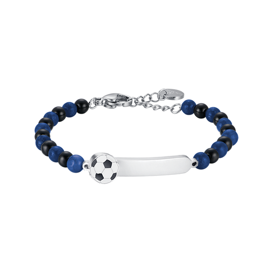 STEEL BABY BRACELET WITH BLUE AND BLACK STONES