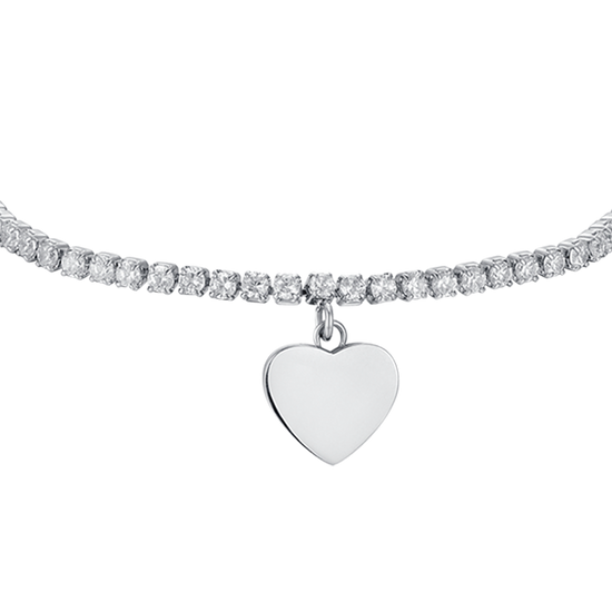 GIRL STEEL TENNIS BRACELET WITH WHITE CRYSTALS AND HEART