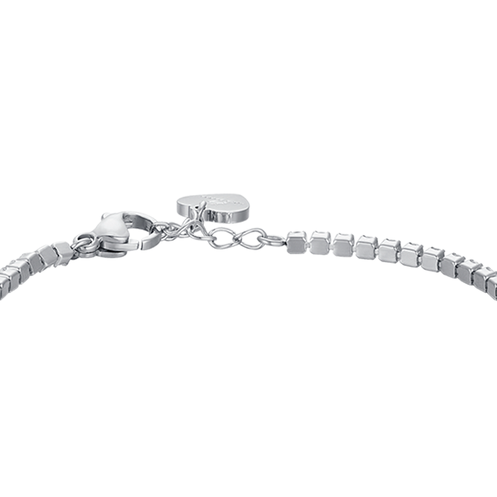 GIRL STEEL TENNIS BRACELET WITH WHITE CRYSTALS AND HEART