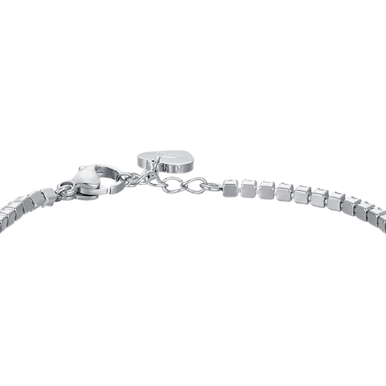 GIRL STEEL TENNIS BRACELET WITH WHITE CRYSTALS AND HEART