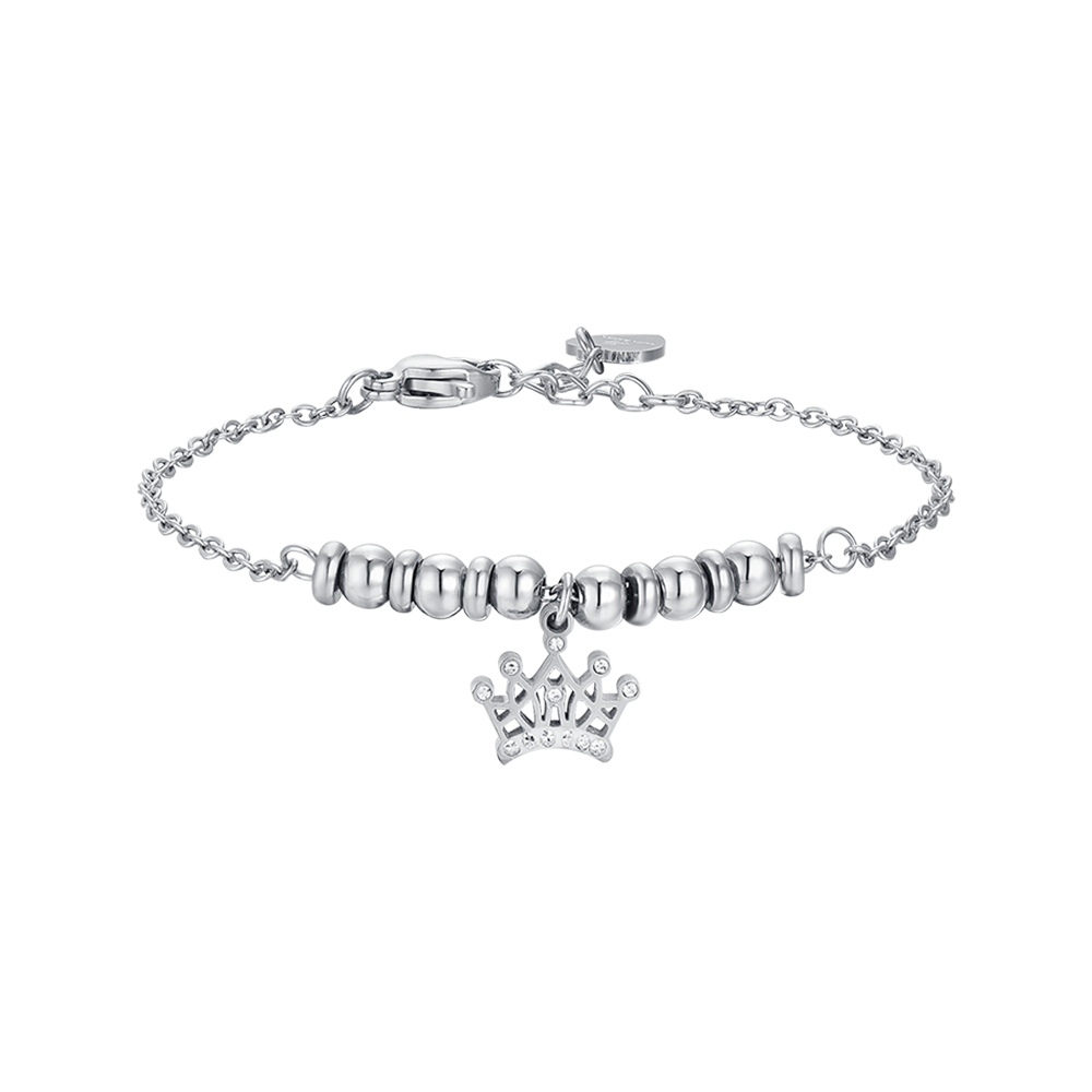 CHILD'S BRACELET IN STEEL WITH CROWN WITH WHITE CRYSTALS Luca Barra