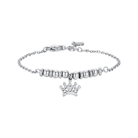 CHILD'S BRACELET IN STEEL WITH CROWN WITH WHITE CRYSTALS Luca Barra