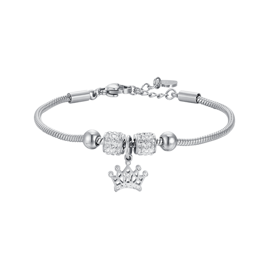 STEEL GIRL BRACELET WITH CROWN WITH WHITE CRYSTALS