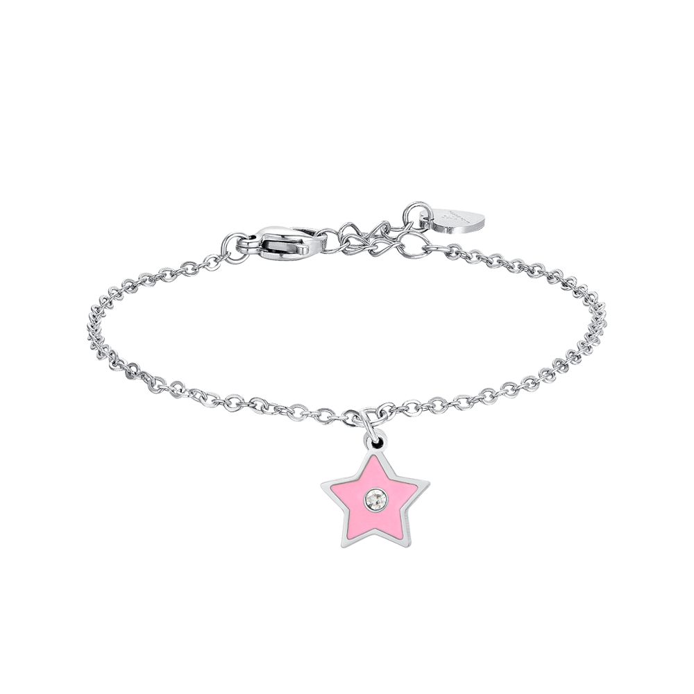 BABY BRACELET IN STEEL PINK ENAMEL Luca Barra