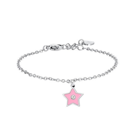 BABY BRACELET IN STEEL PINK ENAMEL Luca Barra