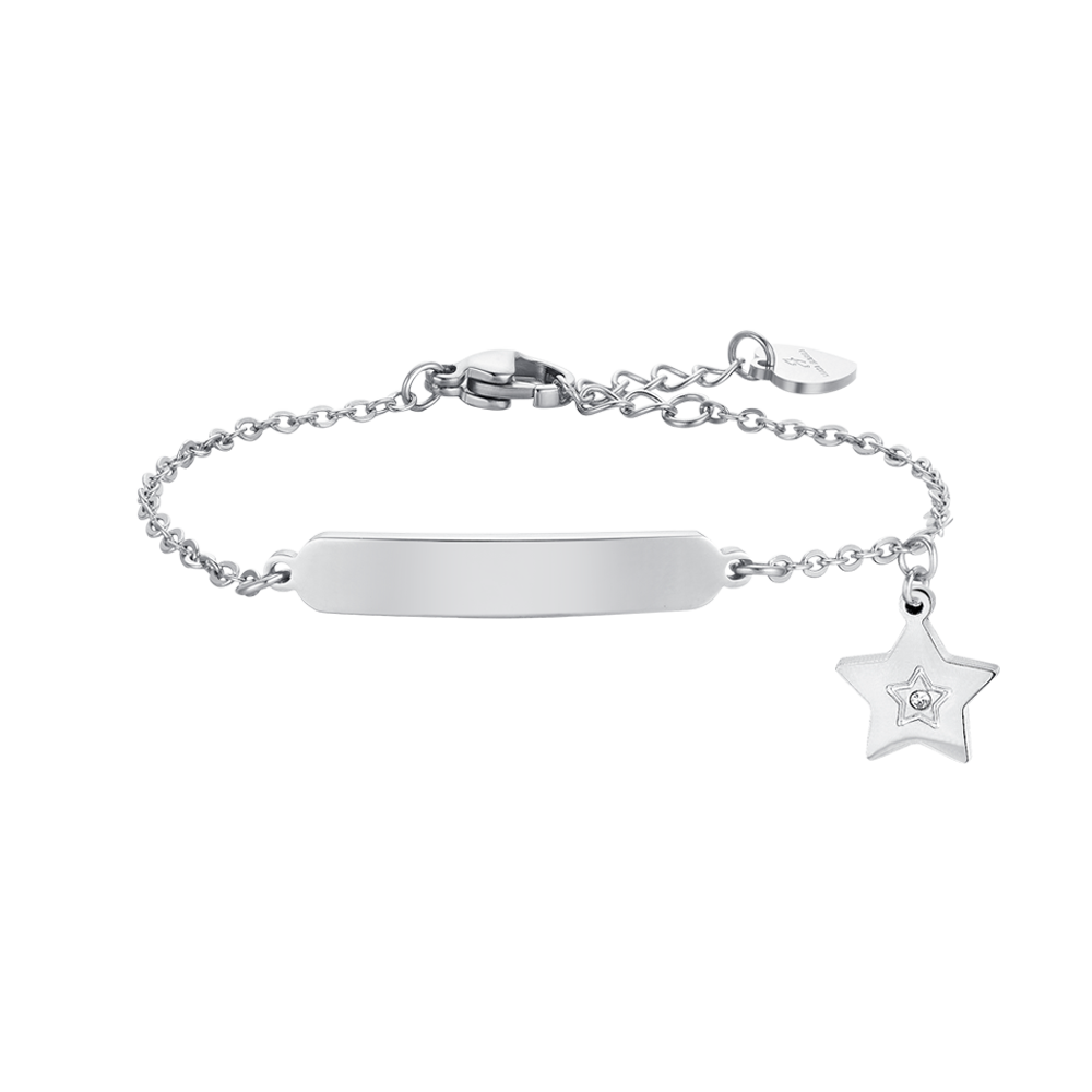 STEEL GIRL BRACELET WITH STAR AND PLATE