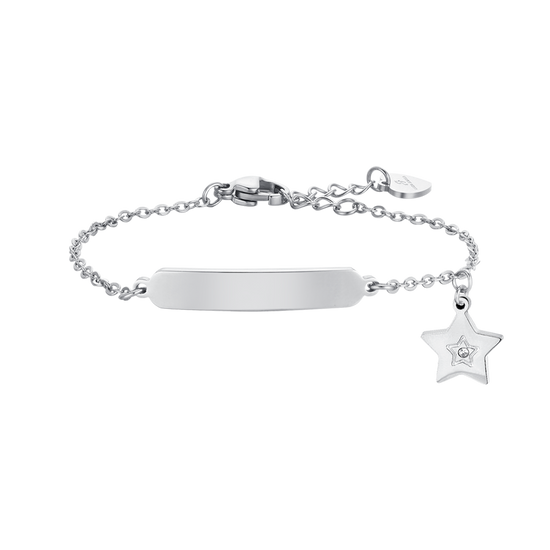 STEEL GIRL BRACELET WITH STAR AND PLATE