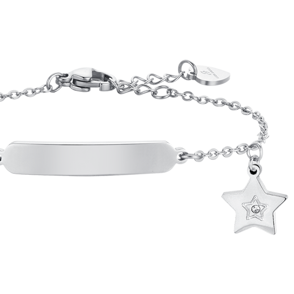 STEEL GIRL BRACELET WITH STAR AND PLATE