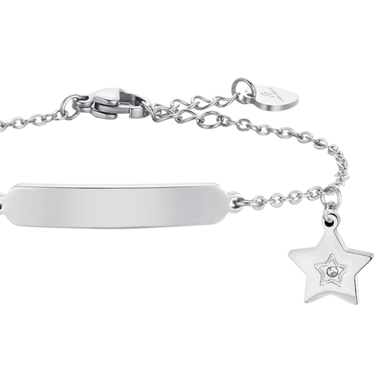 STEEL GIRL BRACELET WITH STAR AND PLATE