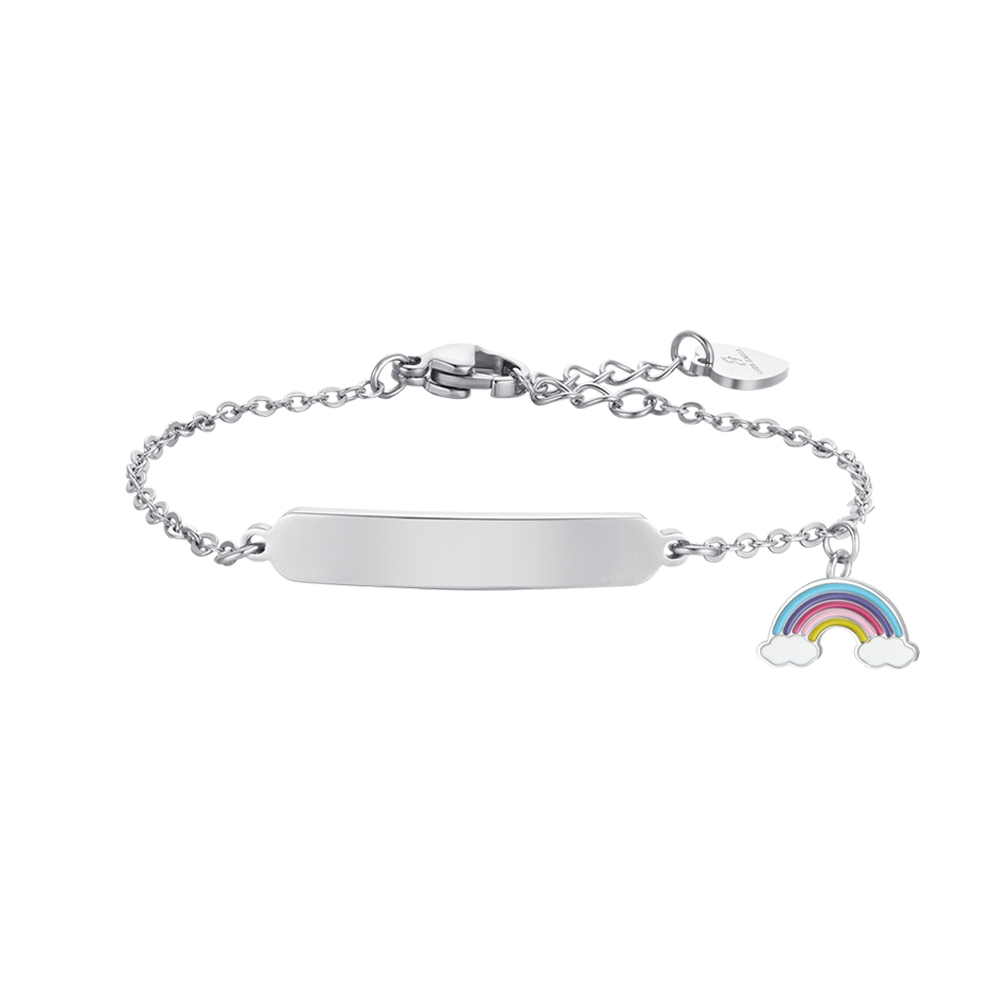 STEEL GIRL BRACELET WITH RAINBOW AND PLATE