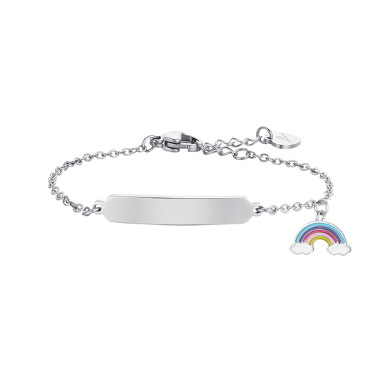 STEEL GIRL BRACELET WITH RAINBOW AND PLATE