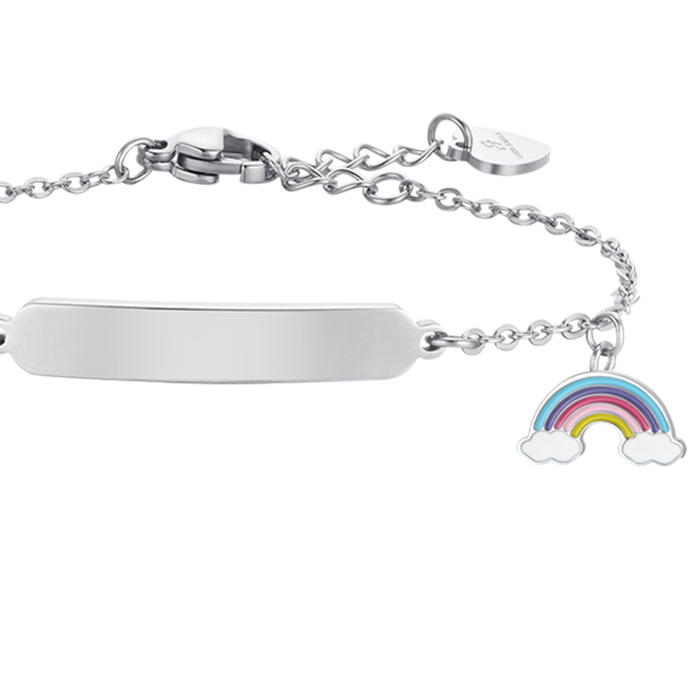 STEEL GIRL BRACELET WITH RAINBOW AND PLATE