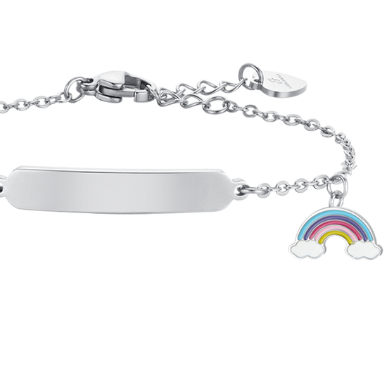 STEEL GIRL BRACELET WITH RAINBOW AND PLATE