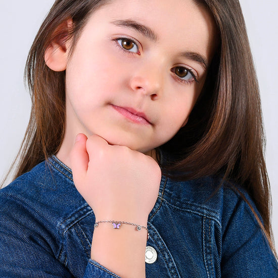 PURPLE ENAMEL STEEL GIRL BRACELET