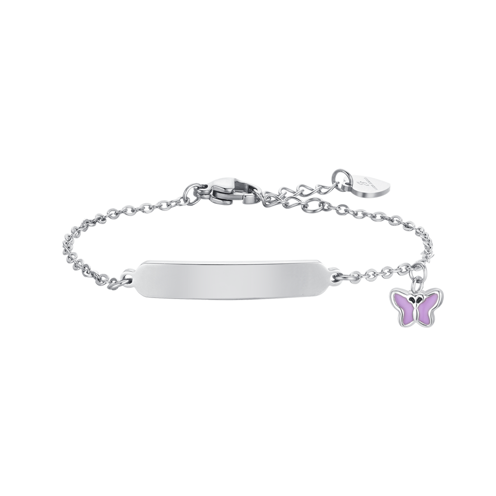 PURPLE ENAMEL STEEL GIRL BRACELET AND PLATE