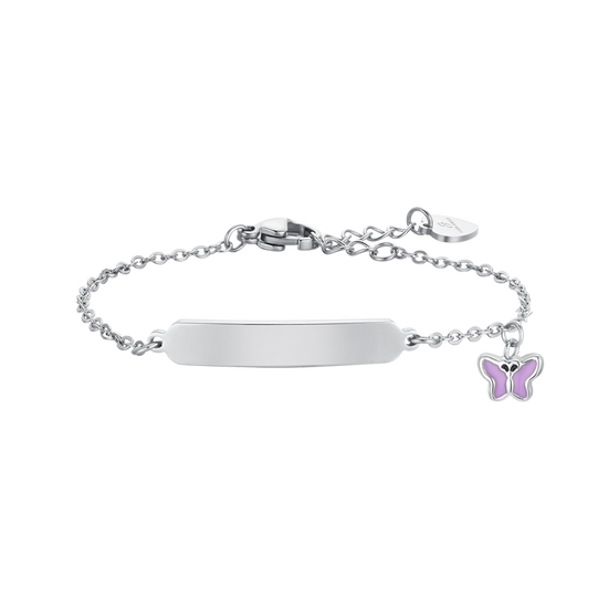 PURPLE ENAMEL STEEL GIRL BRACELET AND PLATE