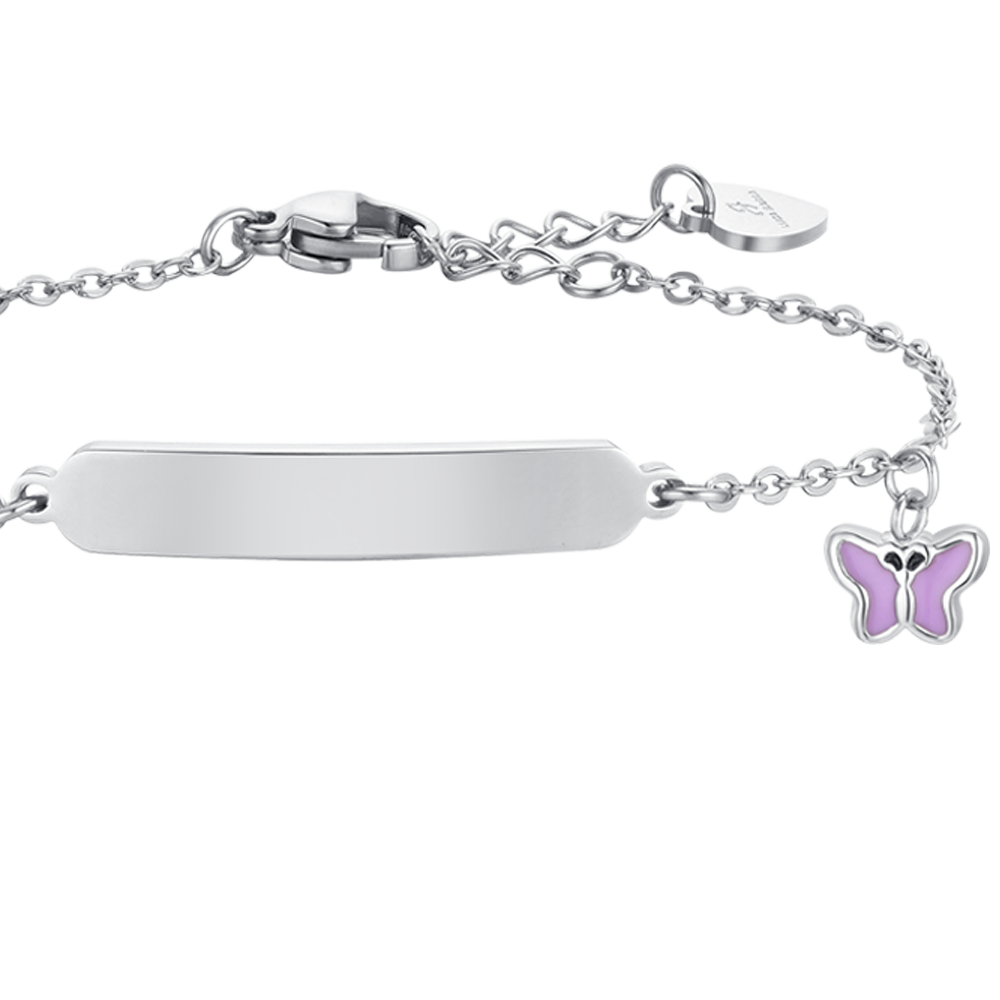 PURPLE ENAMEL STEEL GIRL BRACELET AND PLATE