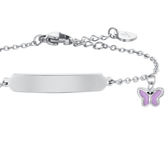 PURPLE ENAMEL STEEL GIRL BRACELET AND PLATE