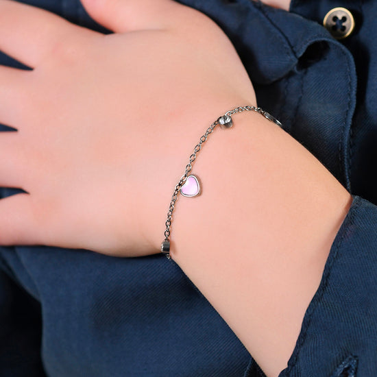 STEEL GIRL BRACELET WITH HEART