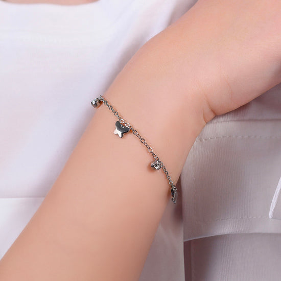 STEEL GIRL BRACELET WITH BUTTERFLIES