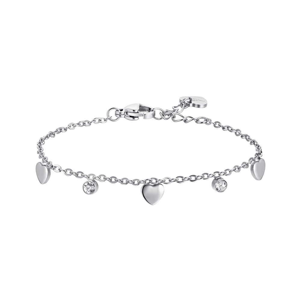 HEARTS AND CRYSTALS STEEL GIRL BRACELET