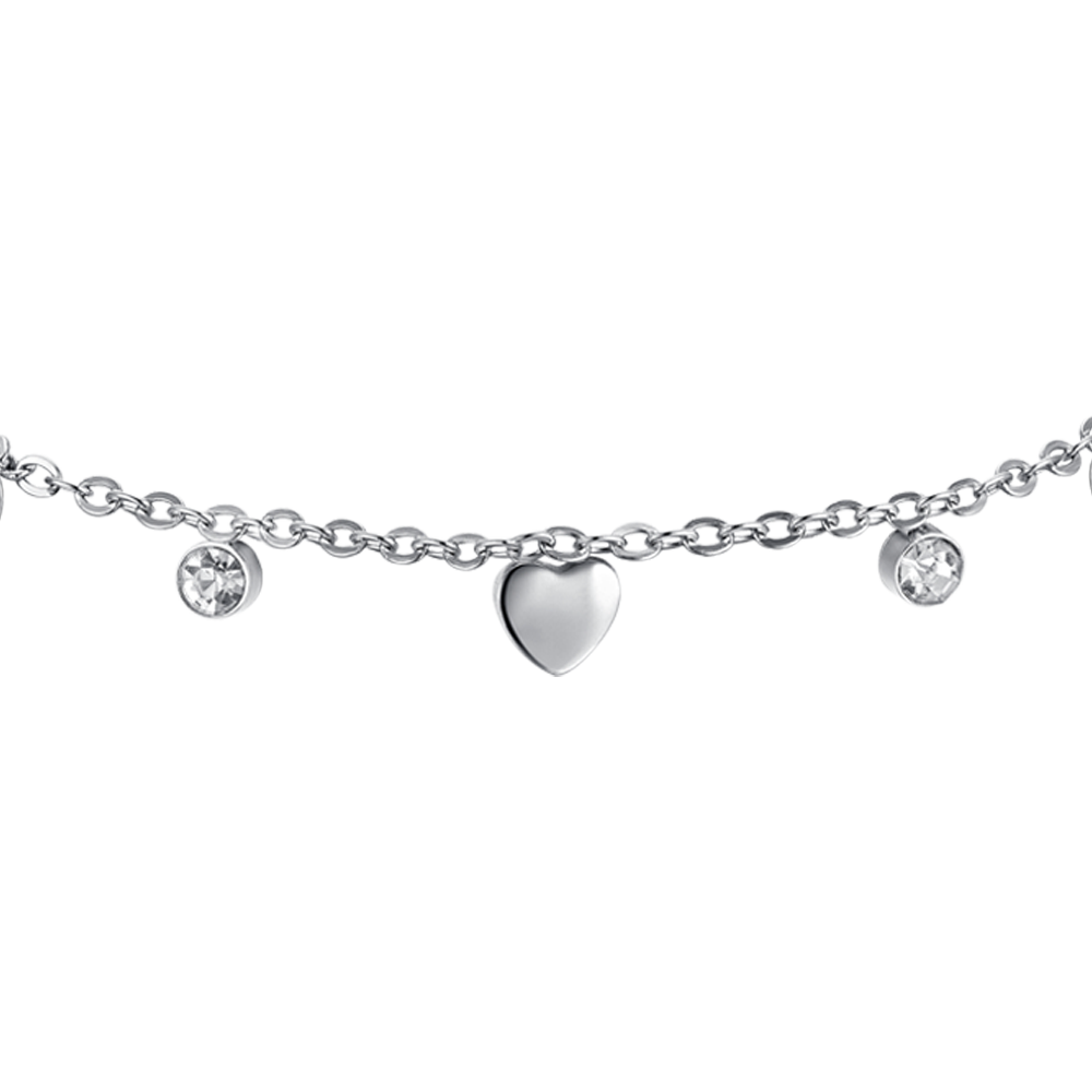 HEARTS AND CRYSTALS STEEL GIRL BRACELET