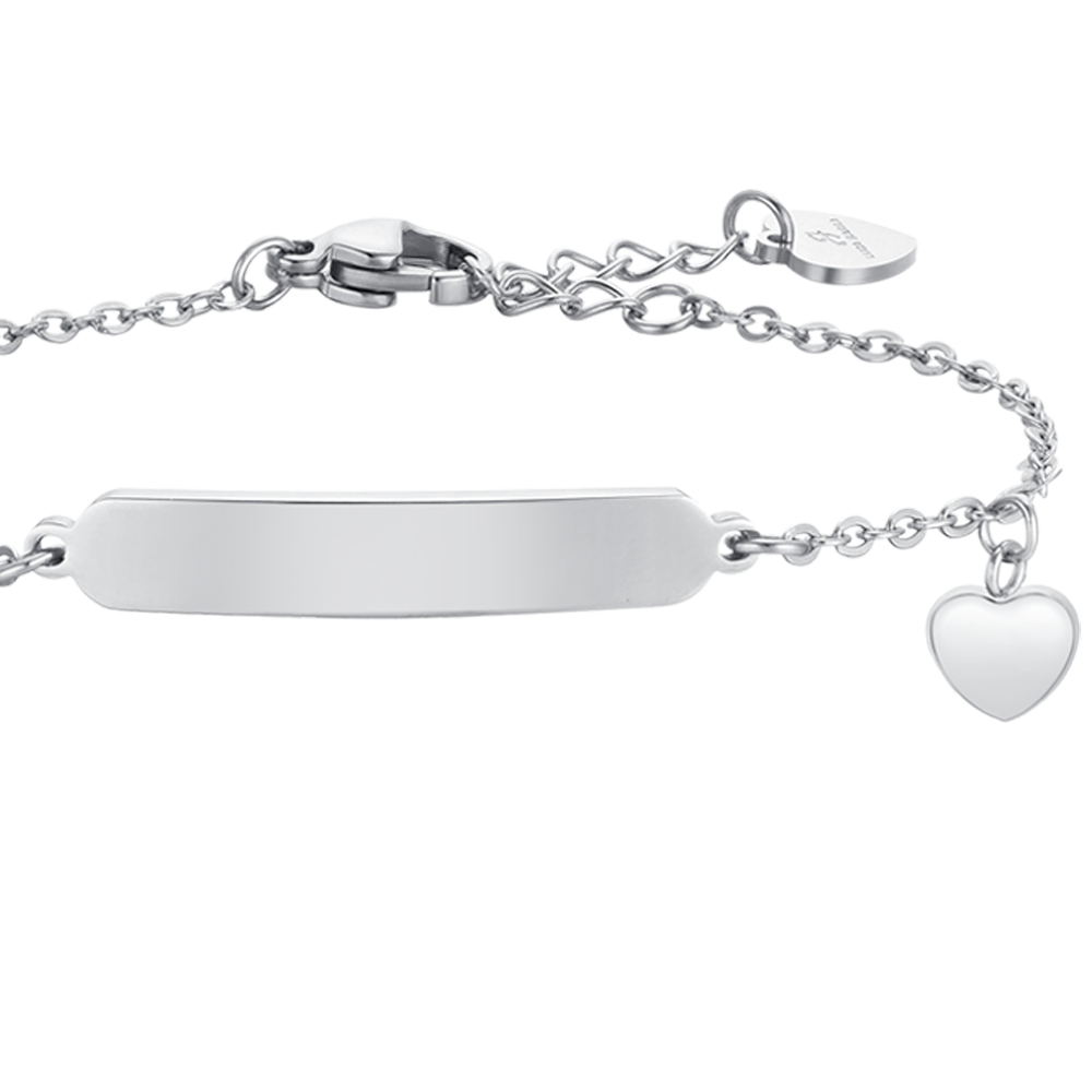 STEEL HEARTS AND PLATE GIRL BRACELET