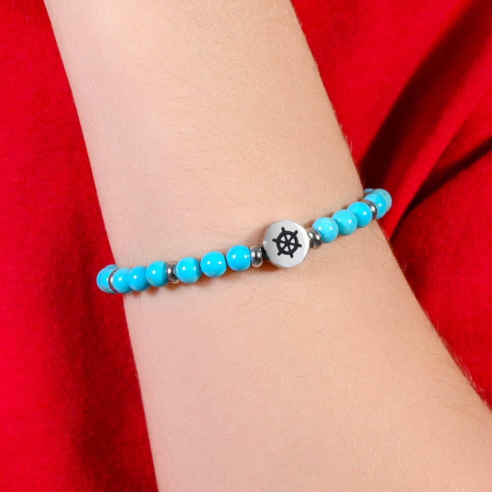 STEEL RUDDER BABY BRACELET WITH TURQUOISE STONES