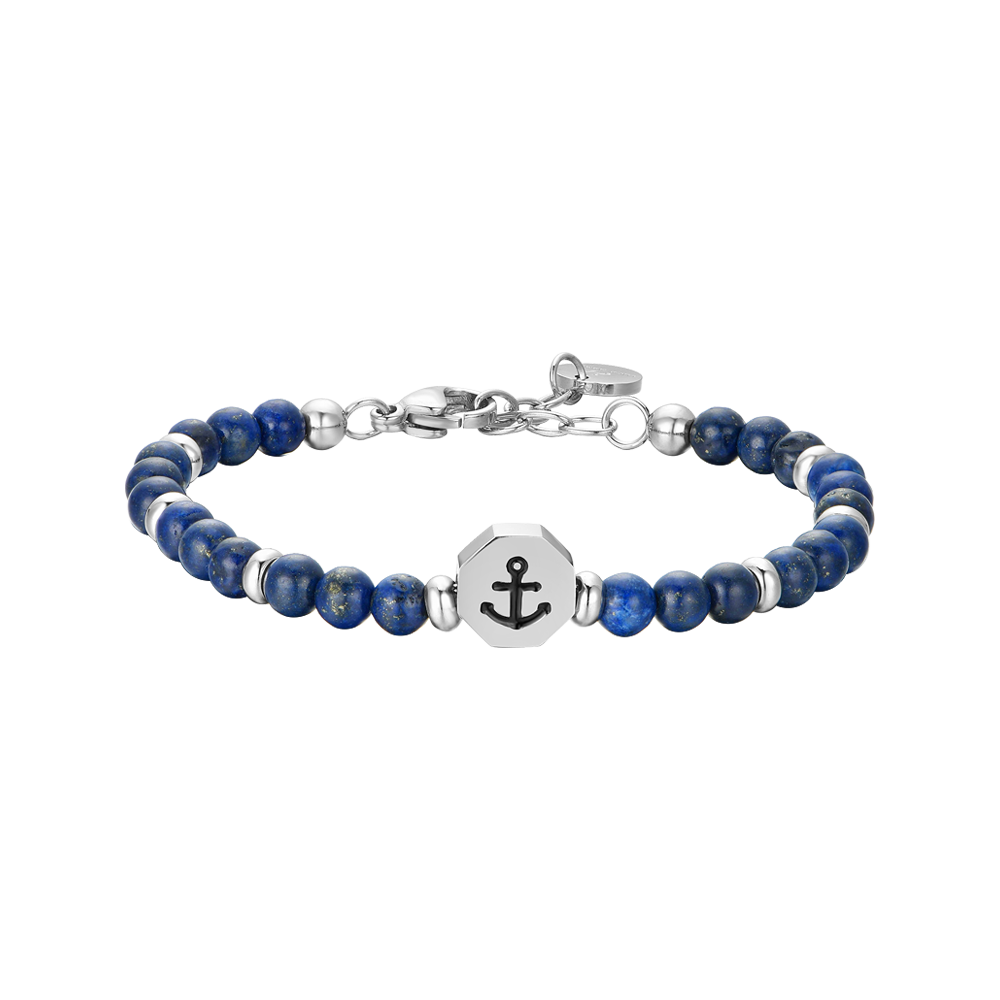 STEEL ANCHOR BABY BRACELET WITH BLUE STONES