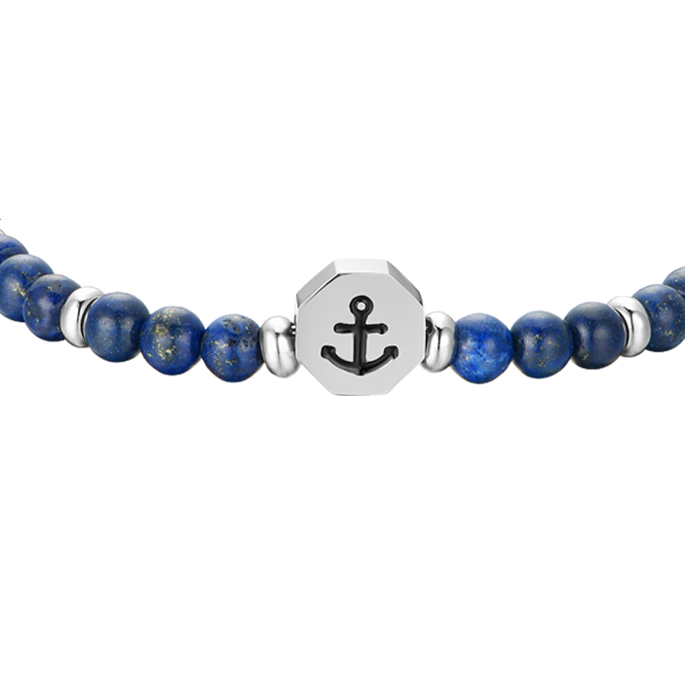 STEEL ANCHOR BABY BRACELET WITH BLUE STONES