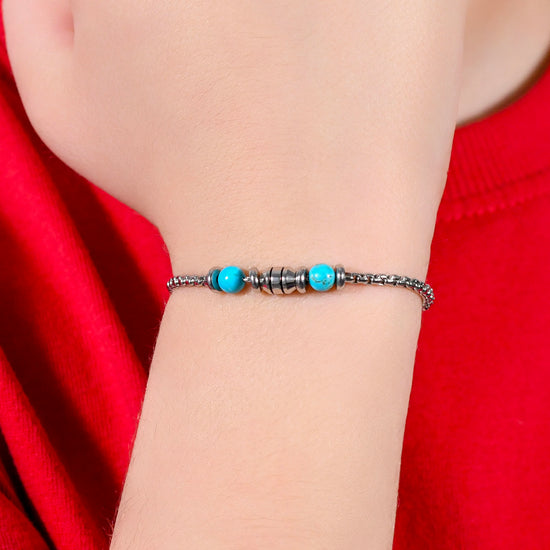 TURQUOISE STONES STEEL BABY BRACELET