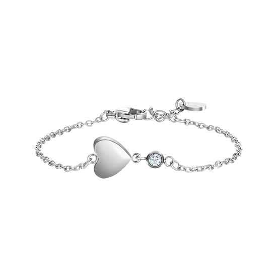 BRACCIALE IN ACCIAIO CON CUORE E CRISTALLO BIANCO