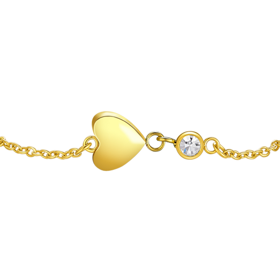 BRACCIALE IN ACCIAIO E  IP GOLD CON CUORE E CRISTALLO BIANCO