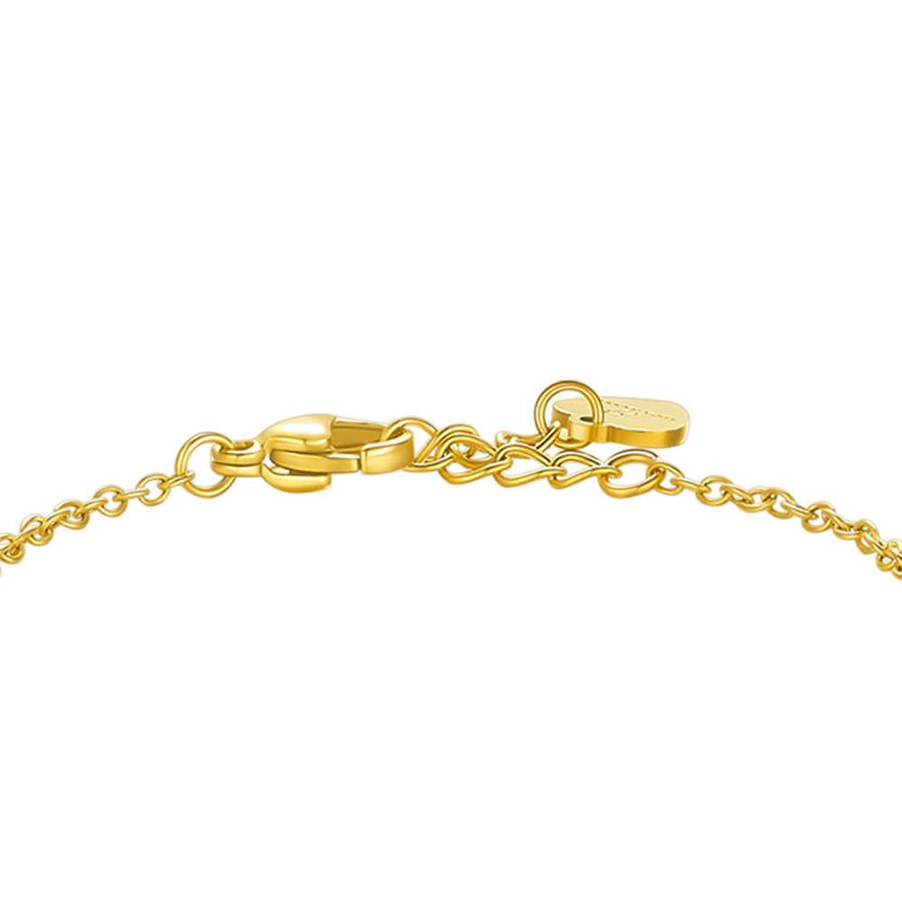 BRACCIALE IN ACCIAIO E  IP GOLD CON CROCE E CRISTALLO BIANCO